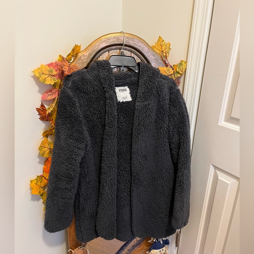 VS Pink Shepra Hoodie Fuzzy Teddy Bear Jacket/Cardigan